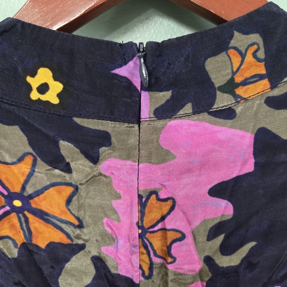 Oliphant Suzani Navy Mock Neck Ruffle Maxi Dress in a silk viscose Womens Small - Picture 11 of 15